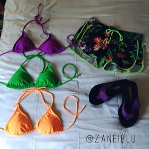 OP Bikini Tops Purple Green Orange